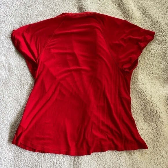 Free People Just A Twist Red Mock Neck Deep V - Picture 5 of 7